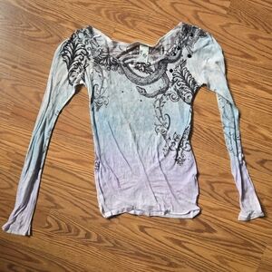 Women's Multicolor Long Sleeve Guess Top Size Small